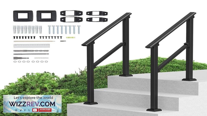 VEVOR 2 PCS 2-3 Handrails for Outdoor for Seniors Porch Deck Black Review