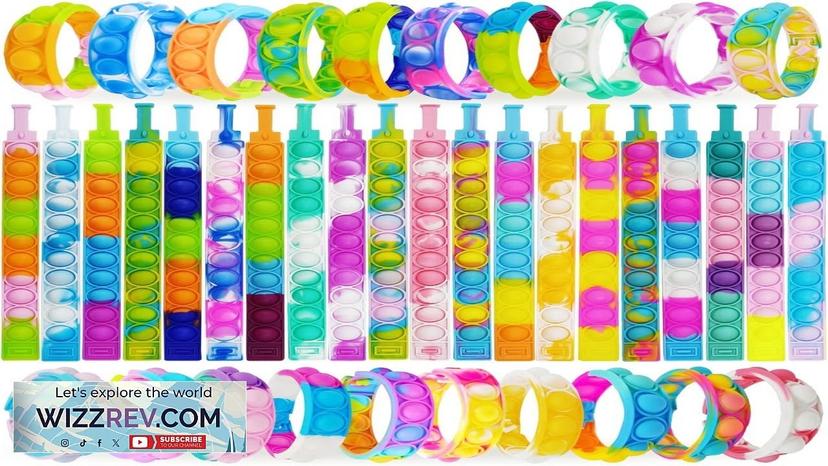 60 Pcs Pop Bubble Bracelet Fidget Toys Pop Wristband Fidget Bulk Toy Review