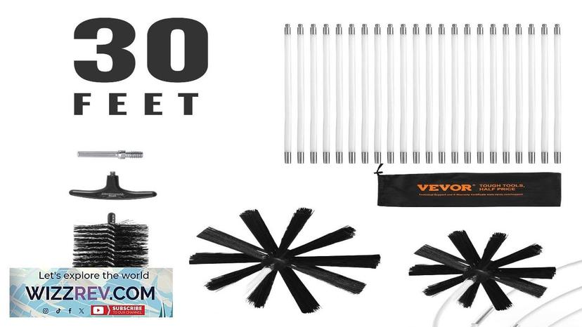 VEVOR 22 Pieces 30 FEET Dryer Vent Cleaner Kit Include 3 Different Review