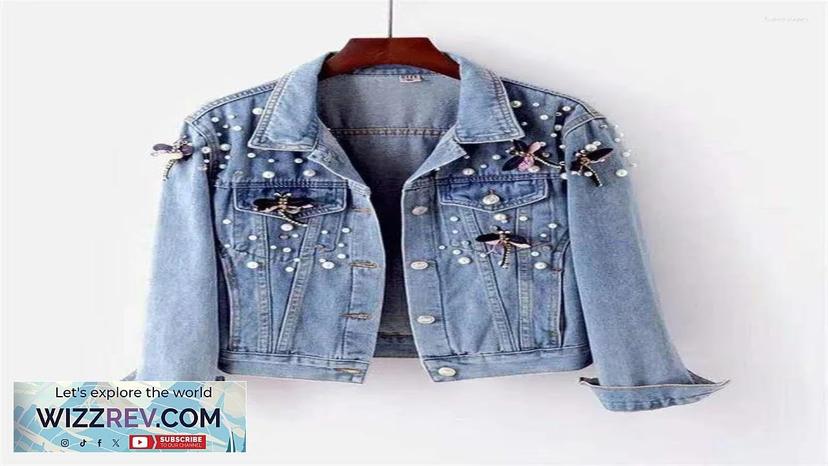 Women's Jackets 2024 Autumn Denim Jacket Coat Women Beading Loose Overcoat Jeans Review