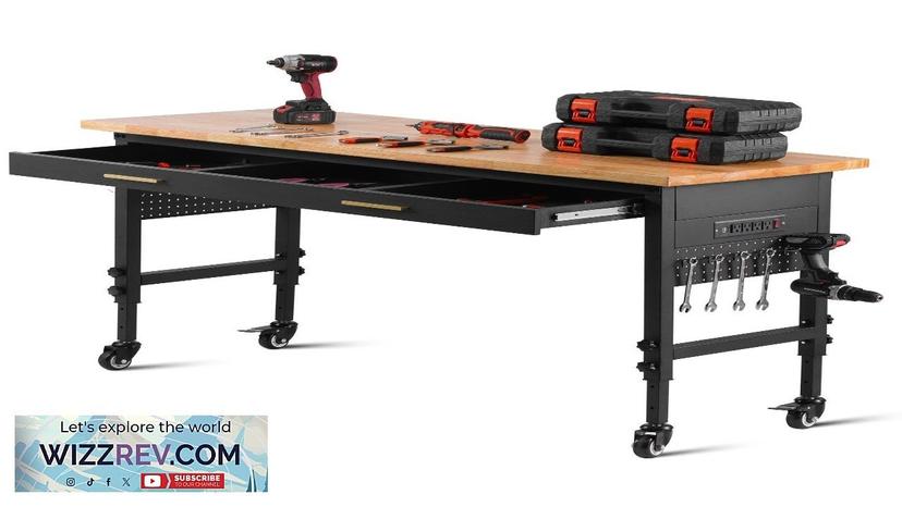 VEVOR 60" Workbench on Wheels Adjustable Height Table with Power Outlet Review