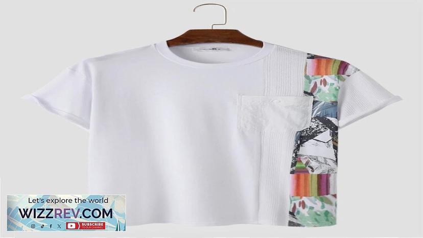 ChArmkpR Mens Abstract Print Patchwork Button Pocket Short Sleeve T-Shirts White Review