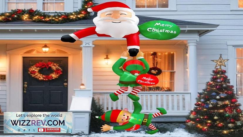 OurWarm 8 FT Hanging Christmas Inflatable Outdoor Decorations Climbing Santa Claus Pulling Review