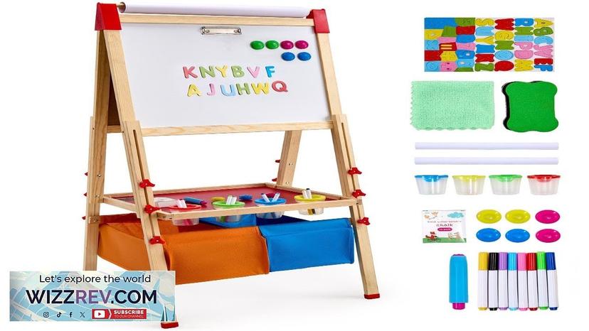 VEVOR 3-in-1 Kids Art Easel Double-Sided Wooden Magnetic Whiteboard Chalkboard Review