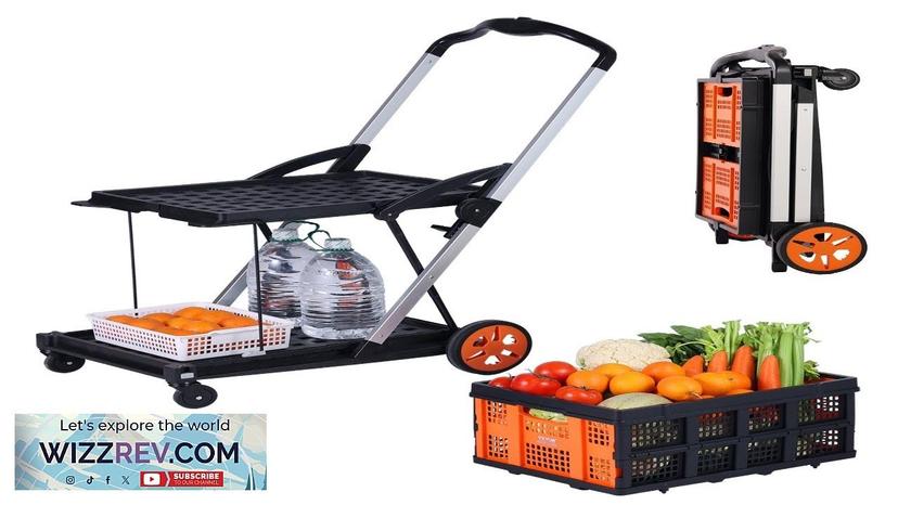 VEVOR Multi Use Functional Collapsible Cart 198 lbs Capacity 2-Tier Folding Shopping Review