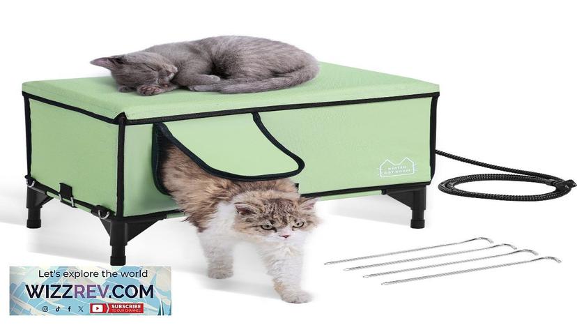 VEVOR Elevated Heated Cat House Cuboid Kitty Shelter with Heated Pad Green Review