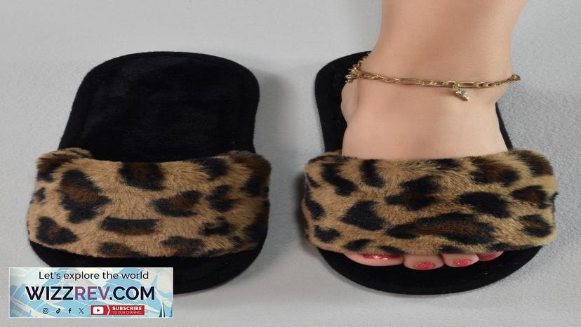 Women Leopard Pattern Fuzzy Bedroom Slippers Fashionable Open Toe Home Slippers Review