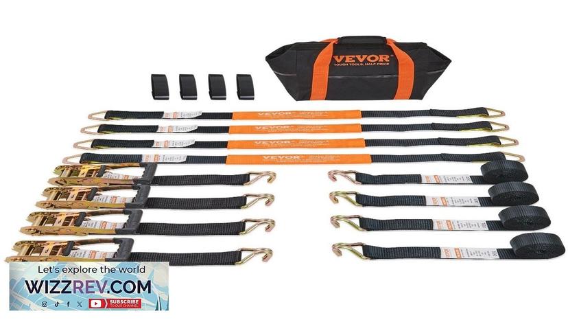 VEVOR Ratchet Tie Down Straps (4PK) 11128 lb Break Strength Double J Review