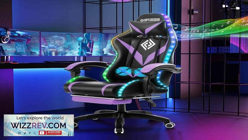 Gaming Chair Footrest Massage Swivel Ergonomic Racing Computer Office Chair With LED Review