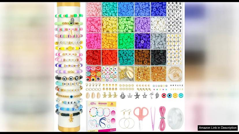 Dowsabel Clay Beads Bracelet Making Kit for Beginner, 5000Pcs Heishi Flat Preppy Review