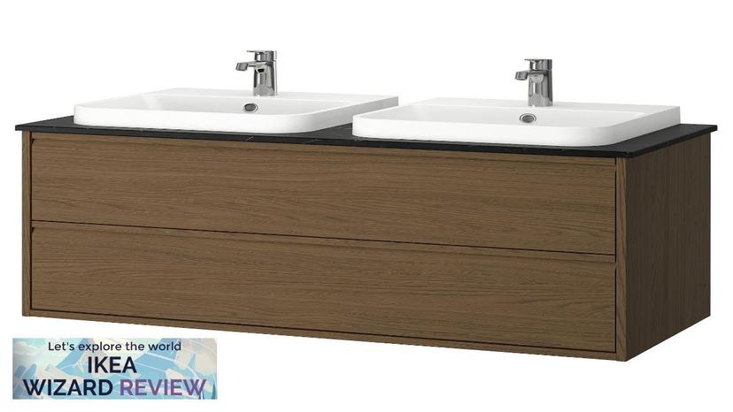 ÄNGSJÖN / BACKSJÖN IKEA Bathroom vanity with sink & faucets brown oak Review