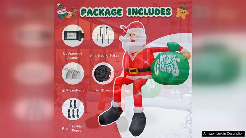 8FT Christmas Inflatables Outdoor Decorations Climbing Santa Blow Up Yard Decorations Review