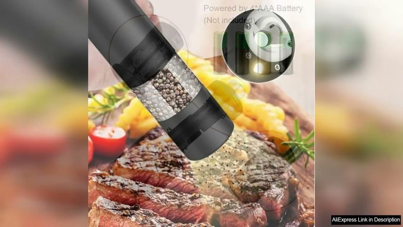 【Hot sales】Electric automatic pepper and salt grinder with LED light adjustable coarseness Review