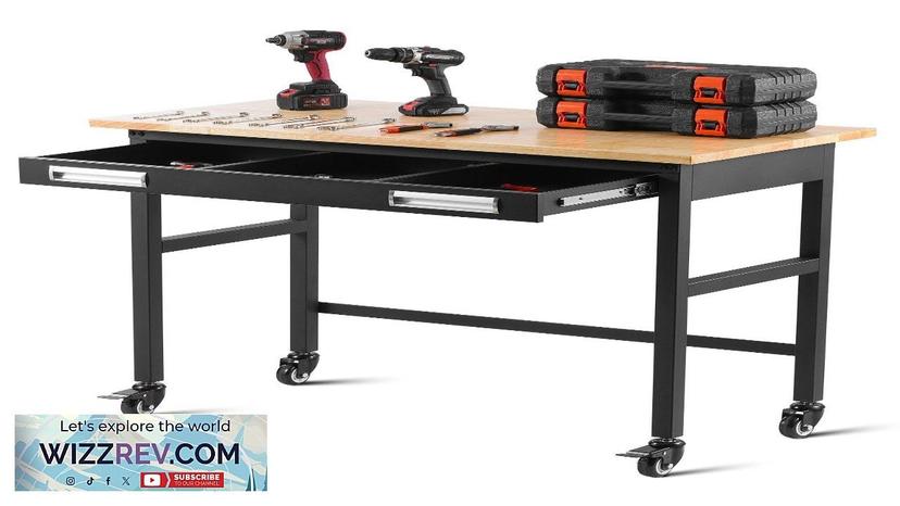 VEVOR 48" Workbench on Wheels Wood Top Work Table with Drawer Organizer Review