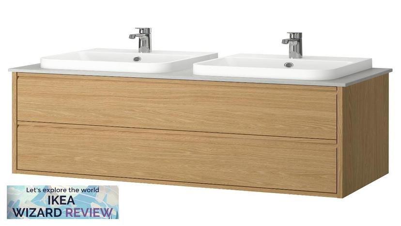 ÄNGSJÖN / BACKSJÖN IKEA Bathroom vanity with sink & faucets oak effect/gray Review