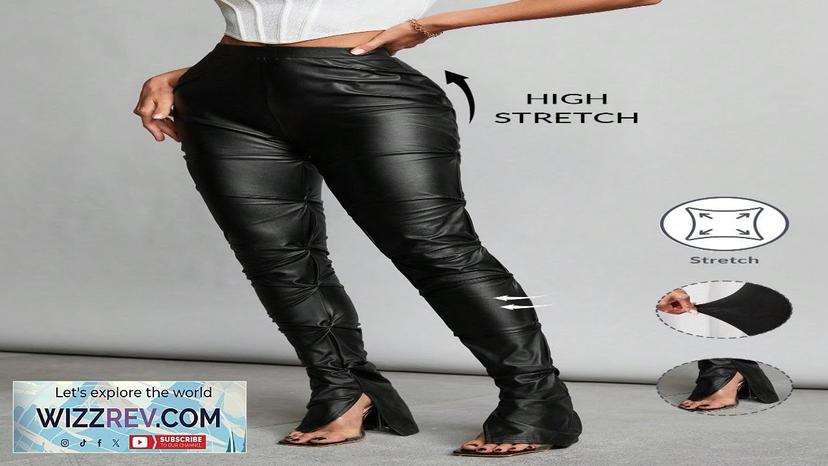 SHEIN Tall High-Waist Pleated PU Stretch Leather Black Leggings For Partying Out Review