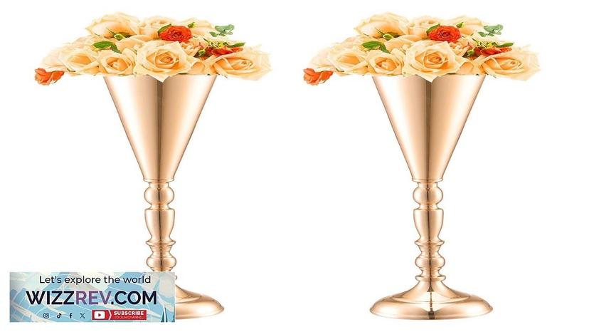 VEVOR 10PCS 43cm/16.9” Tall Wedding Flower Vase Metal Gold Trumpet for Tables Review