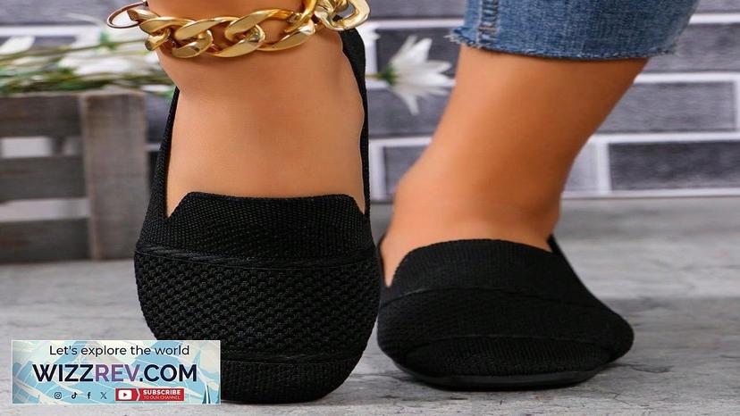 Women Knitted Flat Loafers Comfortable Square Toe Slip-On Shoes Breathable Mom Shoes Review