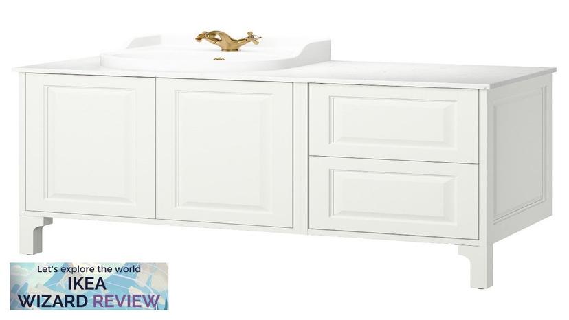 TÄNNFORSEN / RUTSJÖN IKEA Bathroom vanity wtih sink & faucet white/white marble Review