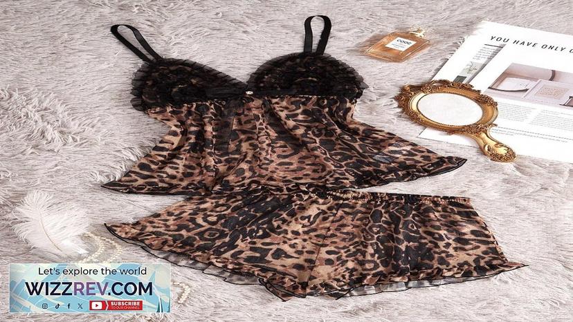 Leopard Print 3D Floral Lace Cup Sexy Cami And Shorts Pajama Set Review