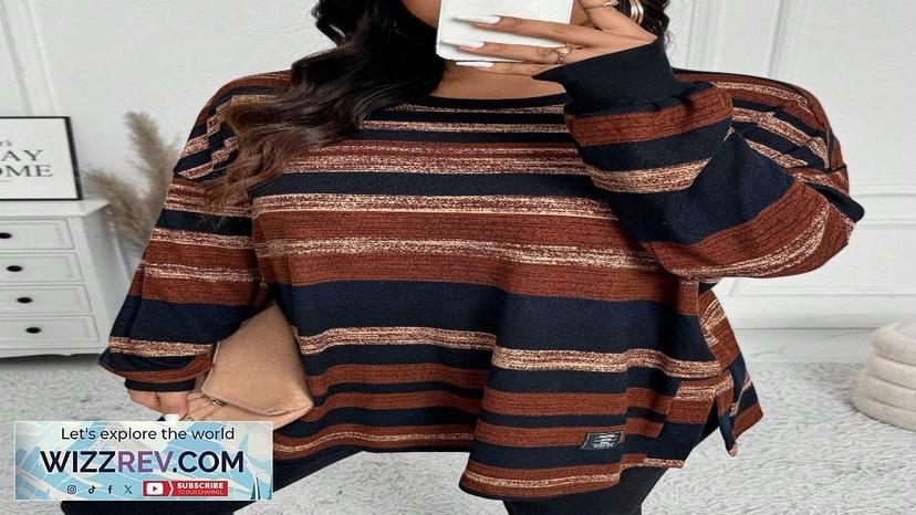 SHEIN LUNE Plus Size Colorful Striped Raglan Loose T-Shirt Spring & Autumn Review