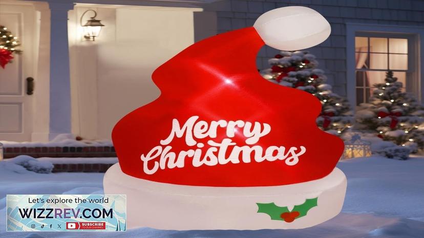 Juegoal Christmas Inflatables Outdoor Decorations 5FT Inflatable Xmas Hat Lighted Blow Review