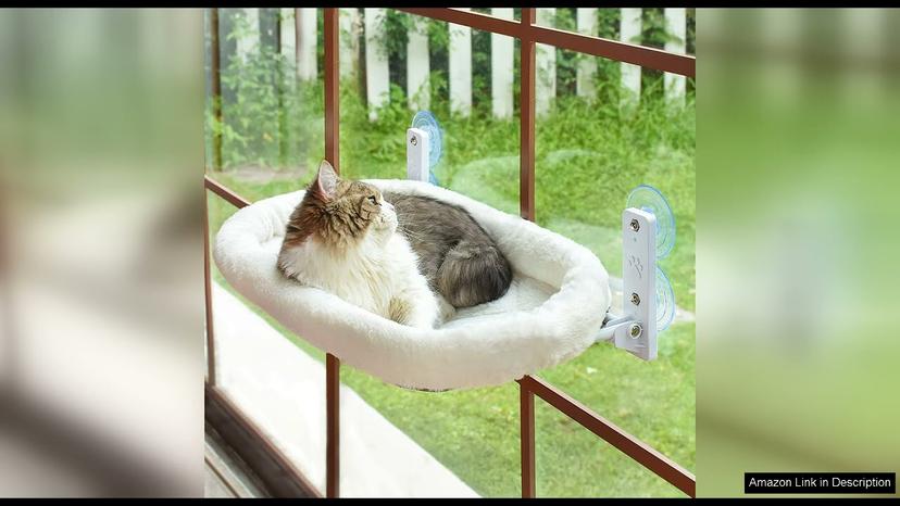 AMOSIJOY Cordless Cat Window Perch, Cat Hammock for Window with 4 Strong Review