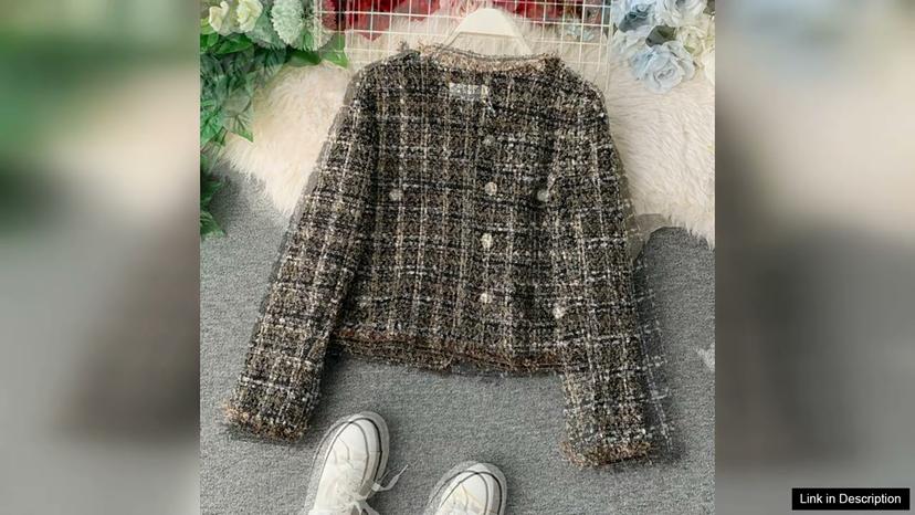 New Autumn Winter Vintage Tweed Jacket Coat Women Small Fragrance Patchwork Korean Review