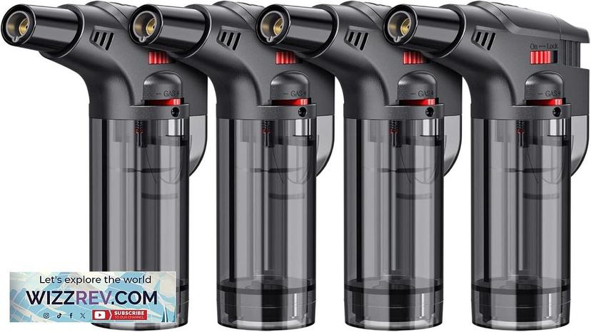 Torch Lighters 4 Pack Butane Refillable Jet Flame Torch Lighter Windproof Safe Review