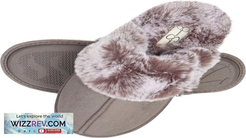 Jessica Simpson Women's Comfy Faux Fur House Slipper Scuff Memory Foam Slip-On Review