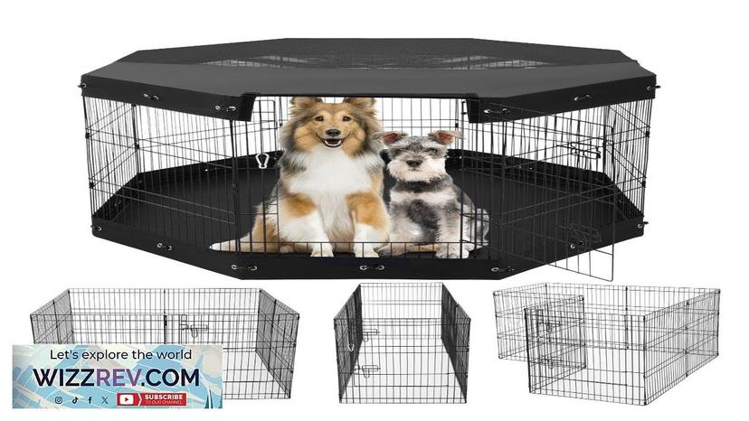 Dog Playpen 8 Panels Foldable Metal Dog Exercise Pen with Pad Cover Review