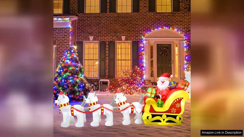 Christmas Inflatables 10 FT Santa with Sled Dogs Inflatables Christmas Decorations Outdoor Review