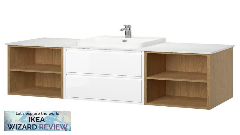 ÄNGSJÖN / BACKSJÖN IKEA Bathroom vanity wtih sink & faucet high-gloss white/oak Review