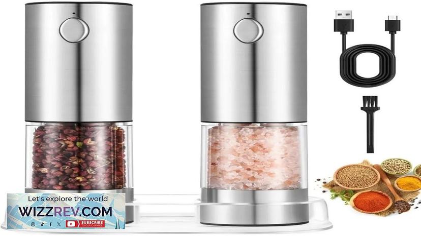 Electric Salt and Pepper Grinder Set USB Rechargeable Adjustable Coarseness Large Review