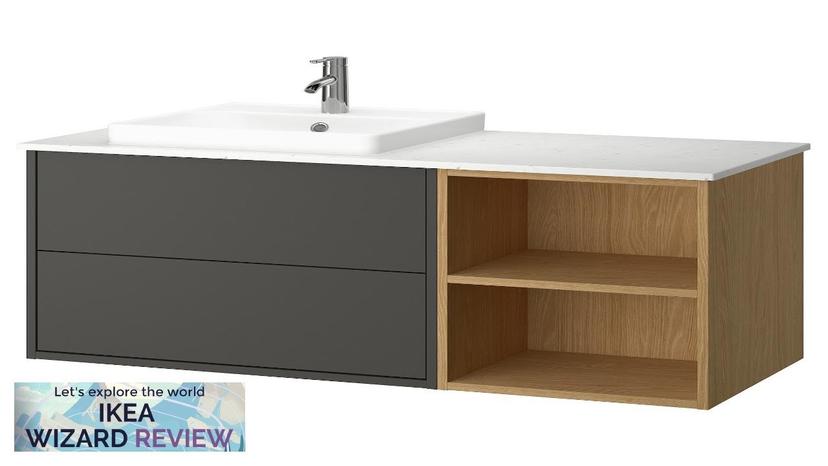 HAVBÄCK / ORRSJÖN IKEA Bathroom vanity wtih sink & faucet dark gray/oak Review