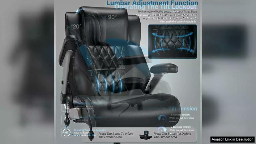 Big and Tall 500lbs Office Chair Adjustable Lumbar Support 3D Flip Review