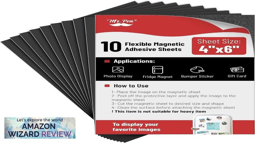 Mr. Pen- Adhesive Magnetic Sheets 4" x 6" 10 Pack with Adhesive Review