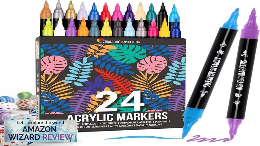 Zenacolor 24 Dual Tip Acrylic Paint Markers for Wood Canvas Stone Review