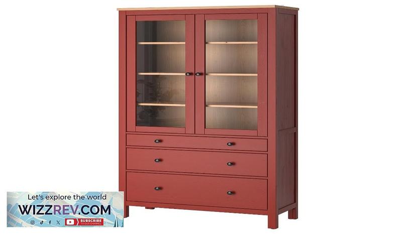 HEMNES IKEA Glass-door cabinet with 3 drawers red stained/light brown stained Review