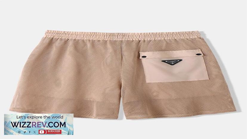 Mens Mesh Flap Pocket Casual Drawstring Waist Shorts Khaki S Review