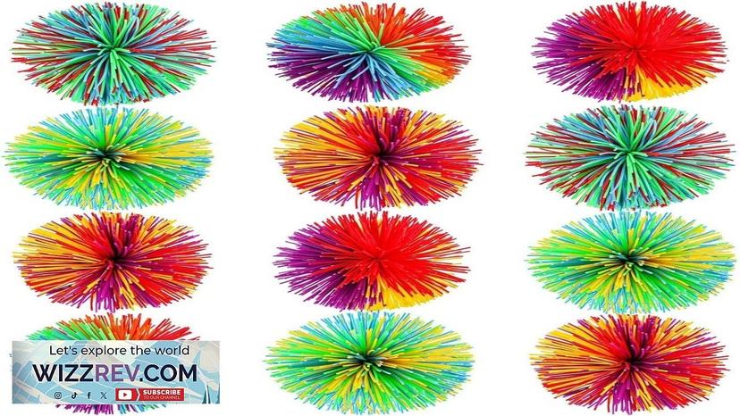 12 Pieces Monkey Stringy Balls Sensory Fidget Stringy Balls Soft Rainbow Pom Review