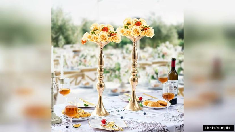 VEVOR 24PCS 50cm/19.7” Wedding Flower Vase Metal Gold Floral Stand for Table Review