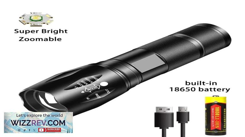 Powerful LED Flashlight Aluminum Alloy Portable Torch USB ReChargeable Outdoor Camping Review