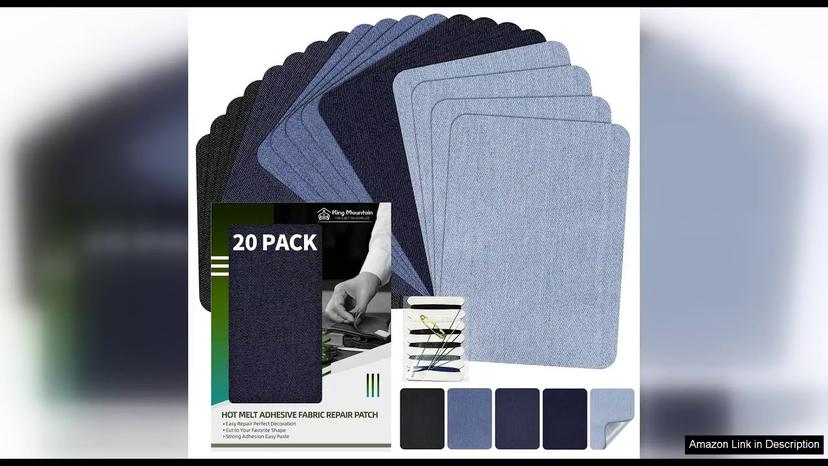 KING MOUNTAIN Iron-on Repair Patch 20 Pcs Pack, Denim Patches for Jeans Kit Review