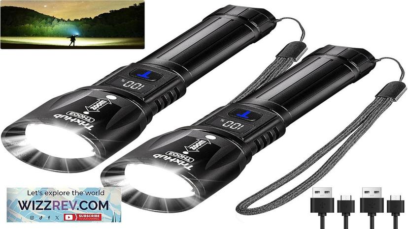 Rechargeable Flashlights 2 Pack 990000 Lumens Super Bright Flashlight with LCD Digital Review