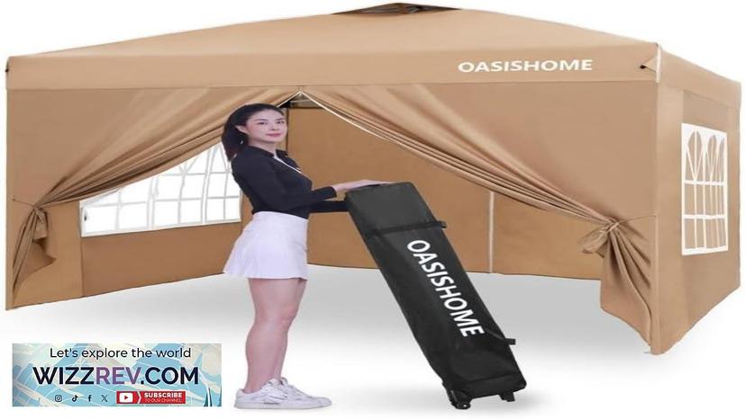 OASISHOME Pop-up Gazebo Instant Canopy Tent 10'x10' with 4 Sidewalls Windows Wheeled Review