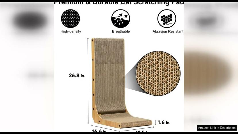 FUKUMARU Cat Scratcher, 26.8 Inch L Shape Cat Scratch Pad Wall Mounted, Review