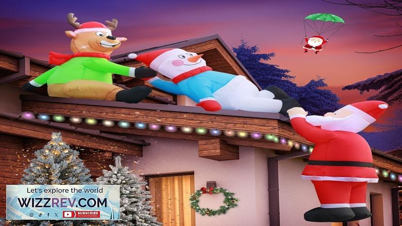 DomKom 8FT Christmas Inflatables Roof Outdoor Decorations Climbing Santas with Reindeer Review