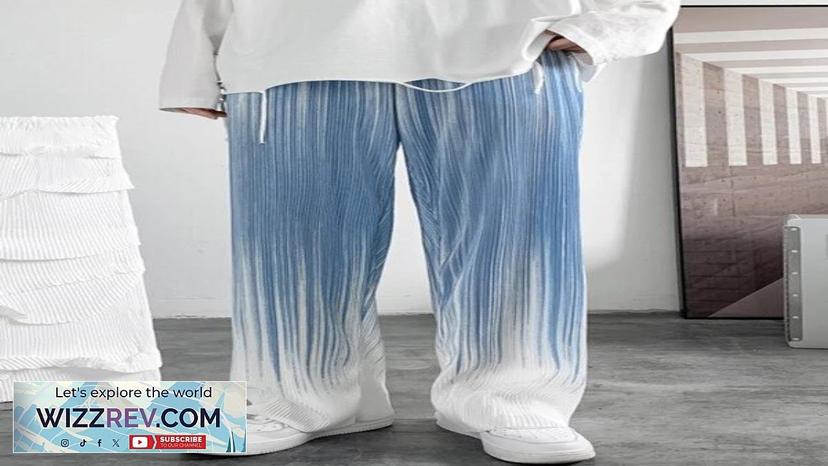 Men Gradient Color Striped Tie-dye Ombre Print Loose Fit Pants Black Review