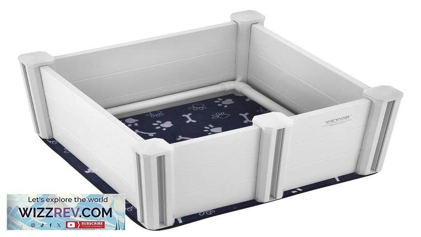 VEVOR Dog Whelping Box 28.3x28.3x18.1in PVC with Rails Pee Pad for Dogs Review